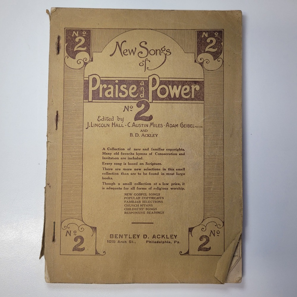 New Songs of Praise and Power No 2 Bentley D Ackley 1920 Hymnal Sheet Music